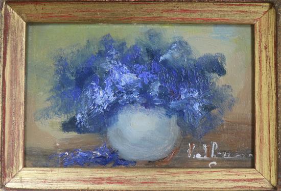 Continental School Still life of flowers in a vase 8 x 13cm